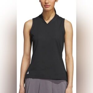 Adidas Ultimate 365 Black Sleeveless Ribbed Golf Polo Shirt Size S NWT